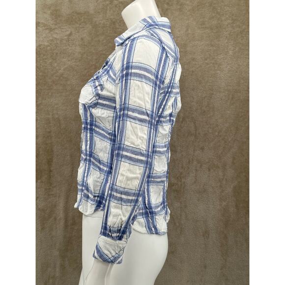 Rails‎ Top Womens XS Blue White Plaid Button Up Long Sleeves Country Cowgirl - Picture 4 of 11